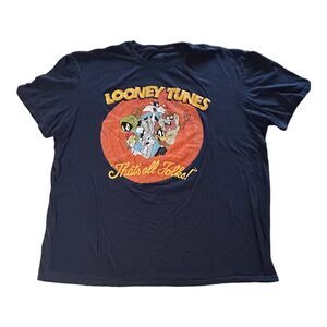 Looney Tunes Tshirt Mens XL Thats All Folks Bugs Bunny Daffy Taz Sylvester Blue